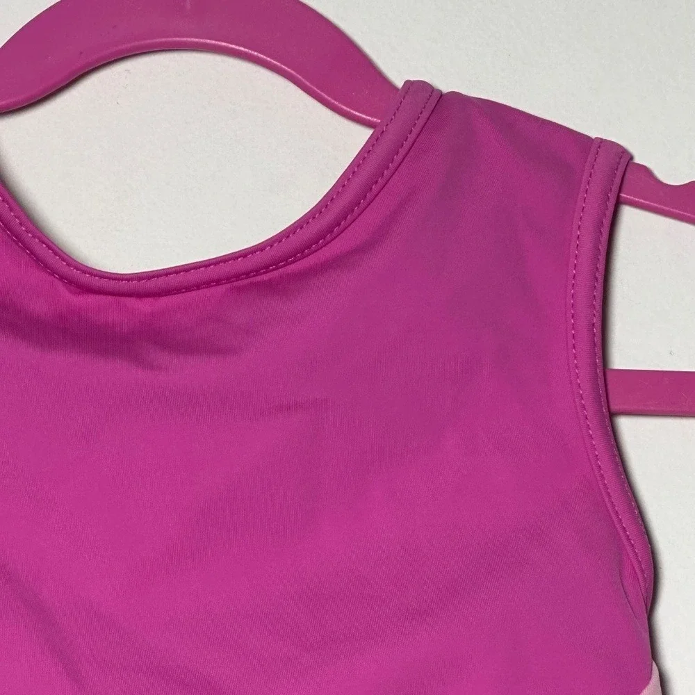 Pink Black Lumi Color Block colorblock Dance Crop Top CM